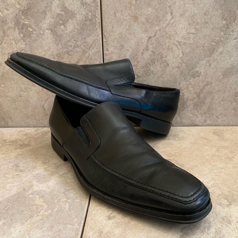 Bruno magli Men's Black Leather Loafers Size 12